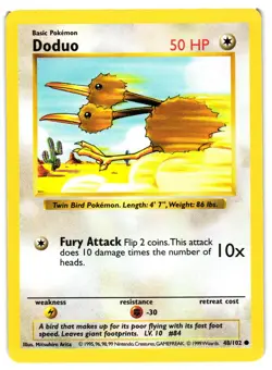 Pokemon TCG Doduo 48/102 Common Base Set Shadowless LP/MP - Image 1