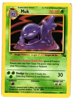 Pokemon TCG Muk 28/62 Rare Fossil Unlimited MP/HP - Image 1