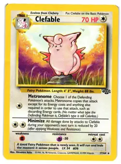 Pokemon TCG Clefable Jungle 17/64 Regular Unlimited Rare MP - Image 1