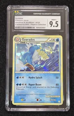CGC 9.5 Gyarados 4/123 Pokemon HG&SS Cracked Ice Players Collection Holo 2010 - Image 1