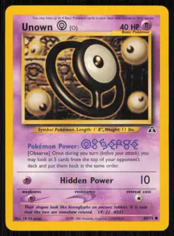 Unown [O] 69/75 Common Neo Discovery Pokemon Unlimited Lightly Played - Image 1