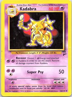 Kadabra 46/130 Uncommon Base Set 2 Pokemon Heavily Played - Image 1