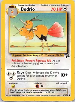 Dodrio 37/130 Uncommon Base Set 2 Pokemon Heavily Played - Image 1
