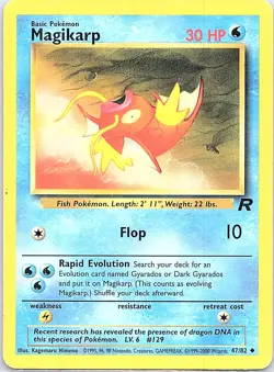 Magikarp 47/82 Uncommon Team Rocket Pokemon Unlimited Heavily Played - Image 1
