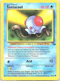 Tentacool 56/62 Common Fossil Pokemon Unlimited Damaged - Image 1