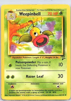 Weepinbell 64/130 Uncommon Base Set 2 Pokemon Heavily Played - Image 1