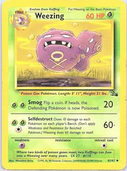 Weezing 45/62 Uncommon Fossil Pokemon Unlimited Heavily Played - Image 1