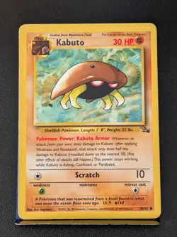 Kabuto 50/62 Common Fossil Pokemon Unlimited Moderately Played - Image 2
