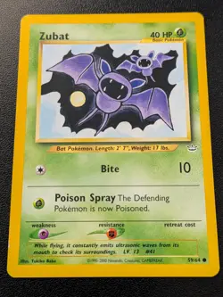 Zubat 59/64 Common Neo Revelation Pokemon Unlimited Lightly Played - Image 1