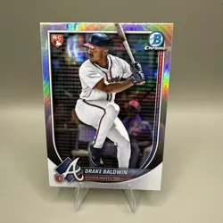 2025 Bowman Chrome Drake Baldwin Red Rookie Redemption Variation #75 Braves - Image 1