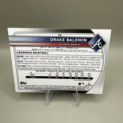 2025 Bowman Chrome Drake Baldwin Red Rookie Redemption Variation #75 Braves - Image 2