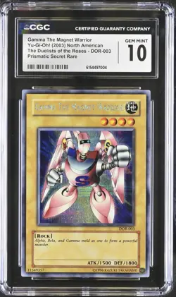 Yugioh Gamma the Magnet Warrior DOR-003 Secret Rare CGC 10 GEM MINT - Image 1