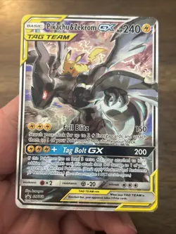 Pikachu & Zekrom GX TAG TEAM GX Promo Holo SM168 English Pokemon Card MP - Image 2