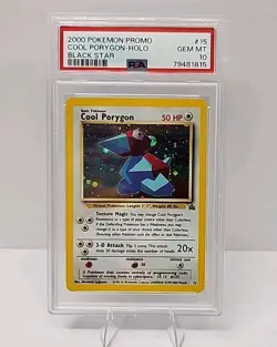 💎 PSA 10 💎 Cool Porygon # 15 WOTC Black Star HOLO PROMO Pokemon Card Graded - Image 1