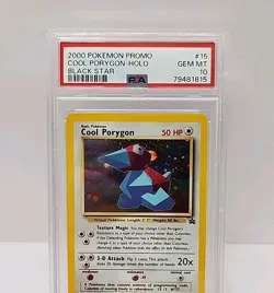 💎 PSA 10 💎 Cool Porygon # 15 WOTC Black Star HOLO PROMO Pokemon Card Graded - Image 2