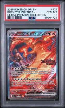 Team Rocket's Moltres SIR Stamped Destined Rivals Promo 229/182 PSA 10 - Image 1