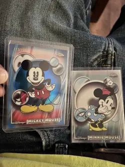 Topps Chrome Disney Parallel 2-Card Lot Mickey Mouse & Minnie Mouse - Image 1