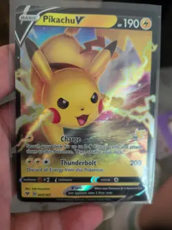 Pikachu V - (#60 Pikachu Stamped) 043/185 Battle Academy 2022 Holo Pokemon Card - Image 1