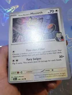 Team Rocket's Meowth 149/182 Destined Rivals Pokemon Card NM+ - Image 4