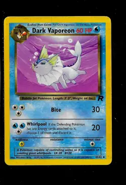 Pokemon Card Dark Vaporeon - # 45/82 - HP60- Stage 1- Non Holo-2000 - NM - Image 1