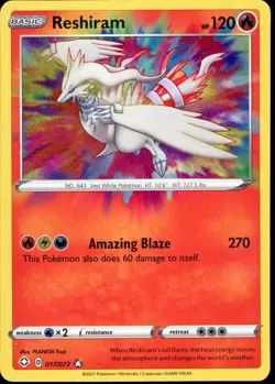 Reshiram 017/072 NM Amazing Rare Shining Fates Near Mint Holo Pokemon Card 17/72 - Image 1
