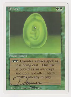 Signed Lifeforce LP Revised Edition Artist Dameon Willich 1994 WOTC MTG Magic! - Image 1