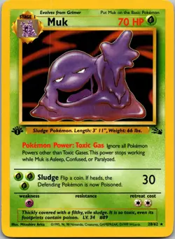 Muk (28) Unlimited Rare Fossil 28/62 NM - Image 1