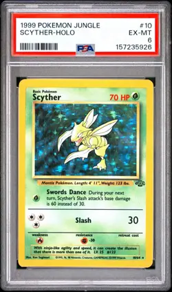 PSA 6 1999 Pokemon TCG Jungle Scyther Holo Rare 10/64 English Unlimited - Image 1