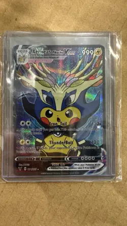 Pokemon Xerneas and Yveltal Legendary Pikachu VCOS Full Art Custom Card Set - Image 1