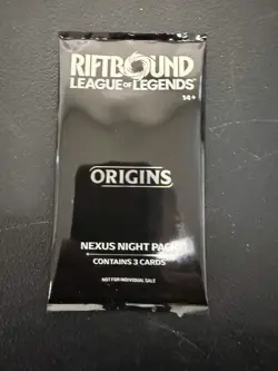 Riftbound Origins Nexus Night Pack Sealed English 3-Card Pack - Image 1