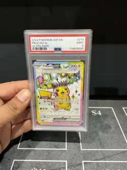 Pokemon TCG Pikachu EX Sv08: Surging Sparks Ultra Rare Card 219/191 PSA 9 - Image 1