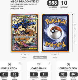 🏆 RANK #1 TAG 10 (988) Mega Dragonite EX 271/217 Ascended Heroes Pokemon Slab - Image 3