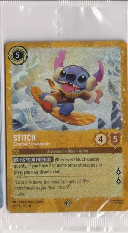 Stitch - Carefree Snowboarder 42 Disney Lorcana Sealed Glimmer Foil Promo - Image 1
