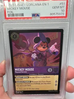 PSA 10 - Disney Lorcana Mickey Mouse "Wayward Sorcerer" FOIL 51/204 First Print - Image 4
