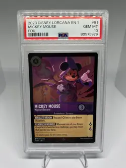 PSA 10 - Disney Lorcana Mickey Mouse "Wayward Sorcerer" FOIL 51/204 First Print - Image 5
