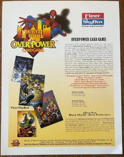 1997 Fleer SkyBox Marvel OverPower Monumental Card Game Sale Sell Sheet - Image 1