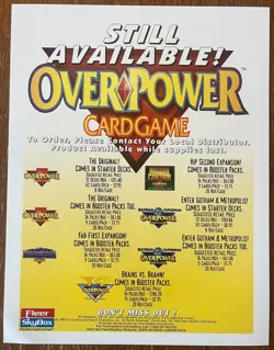 1997 Fleer SkyBox Marvel OverPower Monumental Card Game Sale Sell Sheet - Image 2