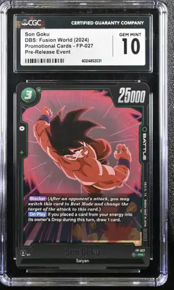 Son Goku FP-027 CGC 10 Fusion World Pre Release Event Dragon Ball Super Card - Image 1