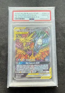 2019 Pokemon Moltres Zapdos Articuno Gx PSA 10 #SM210 Black Star Promo - Image 1