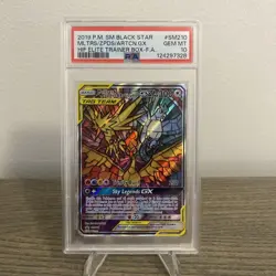 POKEMON SM210 BLACK STAR PROMO FULL ART/MOLTRES & ZAPDOS & ARTICUNO GX PSA 10 - Image 1
