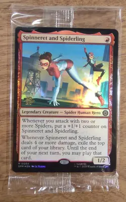 FOIL Prerelease Spinneret and Spiderling NM Spider-Man Set MTG Magic Gathering - Image 1