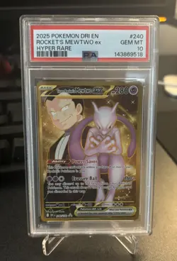 Pokemon TCG Gold Team Rocket's Mewtwo EX 240/182 Destined Rivals PSA 10 - Image 1