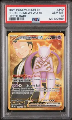 Team Rocket's Mewtwo ex 240/182 Sv10: Destined Rivals Holo PSA 10 - Image 1