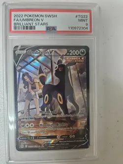 2022 POKEMON SWORD & SHIELD BRILLIANT STARS #TG22 FULL ART/UMBREON V PSA 9 - Image 1