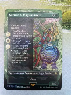 1x Summon: Magus Sisters - Borderless Foil - NM - Final Fantasy Commander - MTG - Image 1