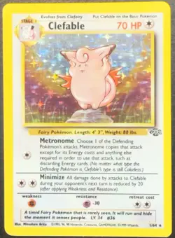 Pokemon TCG Clefable Holo Unlimited Rare Card Jungle Base Set 1/64 NM WOTC 1999 - Image 1