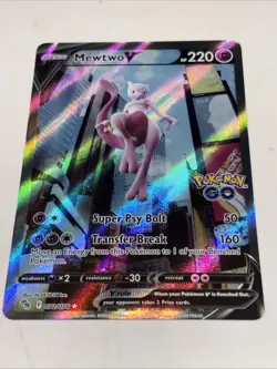 Pokemon TCG Mewtwo v Alt Art Full Art Holo Ultra Rare Card 072/078 Pokemon Go - Image 1