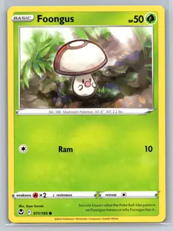 Pokemon TCG Foongus 011/195 Silver Tempest Grass Type Mushroom Basic Card 2022 - Image 1