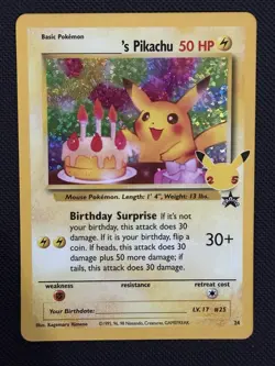 Pokemon Pikachu TCG Holo Rare Birthday Celebrations Card #24 - Image 1