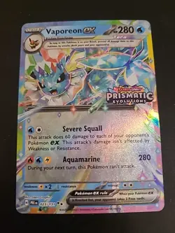Vaporeon ex 023/131 Prismatic Evolutions Stamped Promo Pokemon Card 2025 NM - Image 1